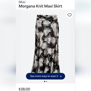 Gilli Black and White Leaf Print Maxi Skirt